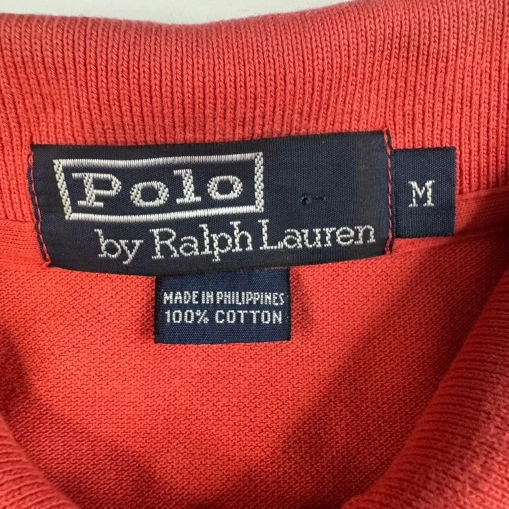Polo Ralph Lauren Polo Shirt Mens Medium Red Tipped Trim‎ Pocket Pony